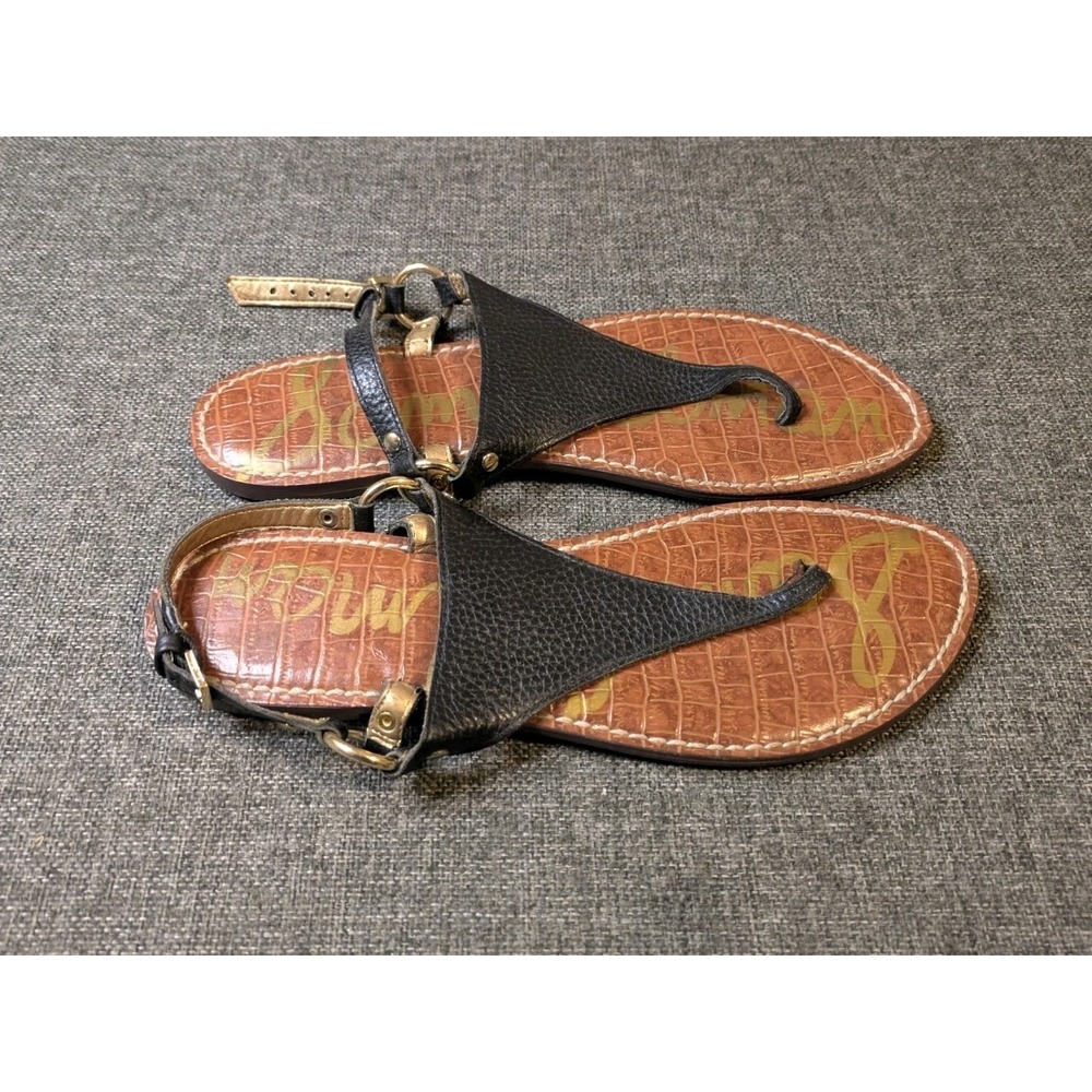 Sam Edelman Black Leather Strap Women's Sandals Size 10 Flats Slides